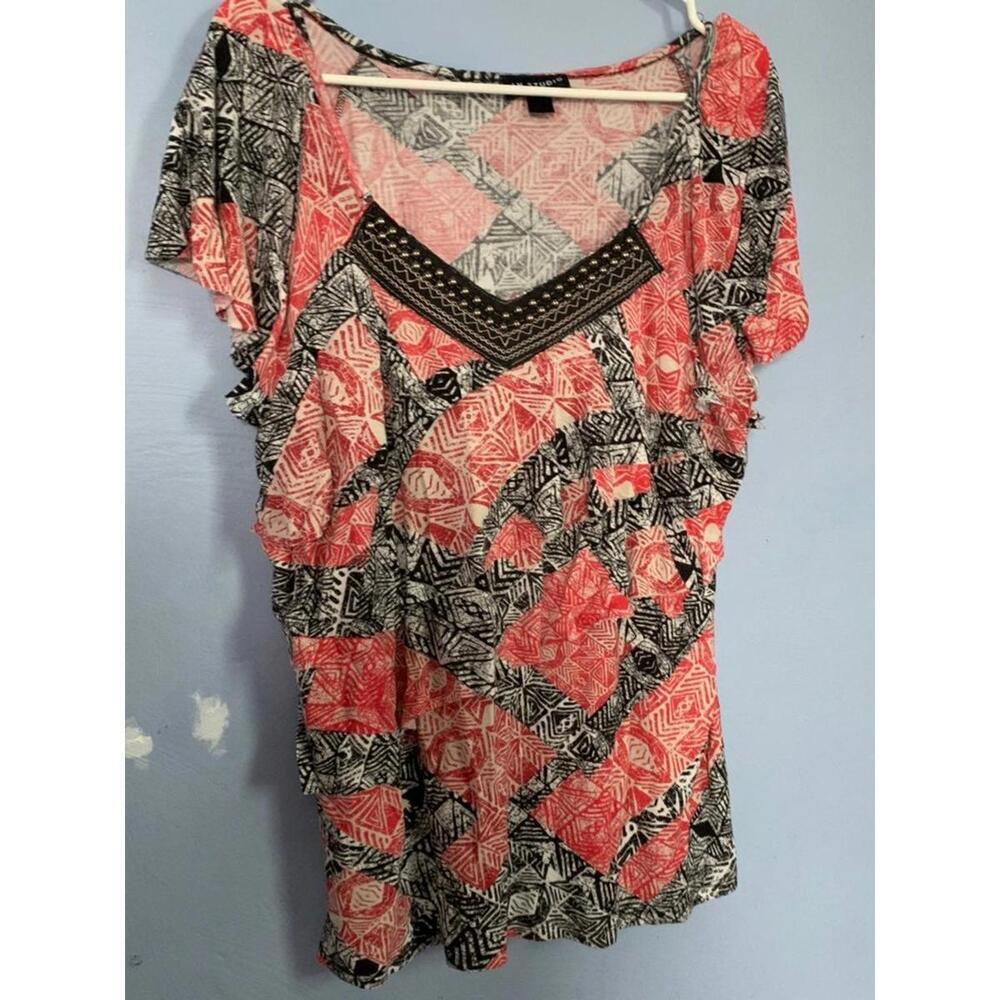 I.N. Studio XL Womens blouse: Red, Black and White​​